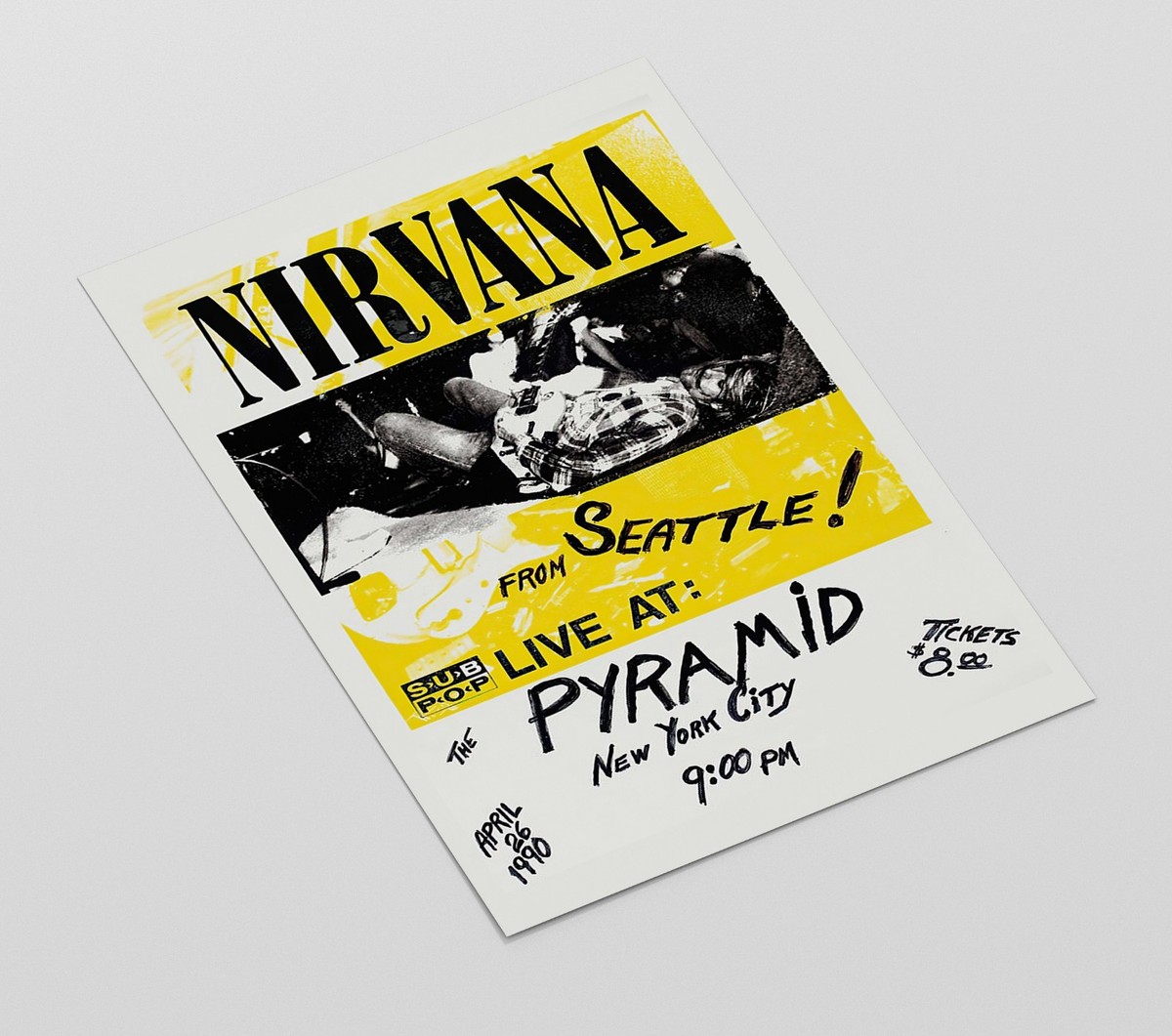 Nirvana Live at The Pyramid NYC 1990 Wall Art Poster – Grunge Rock