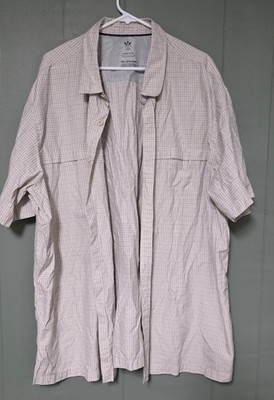 Arrow Performance Big Man's Short Sleeve Button Down Beige/Green Shirt 3XL