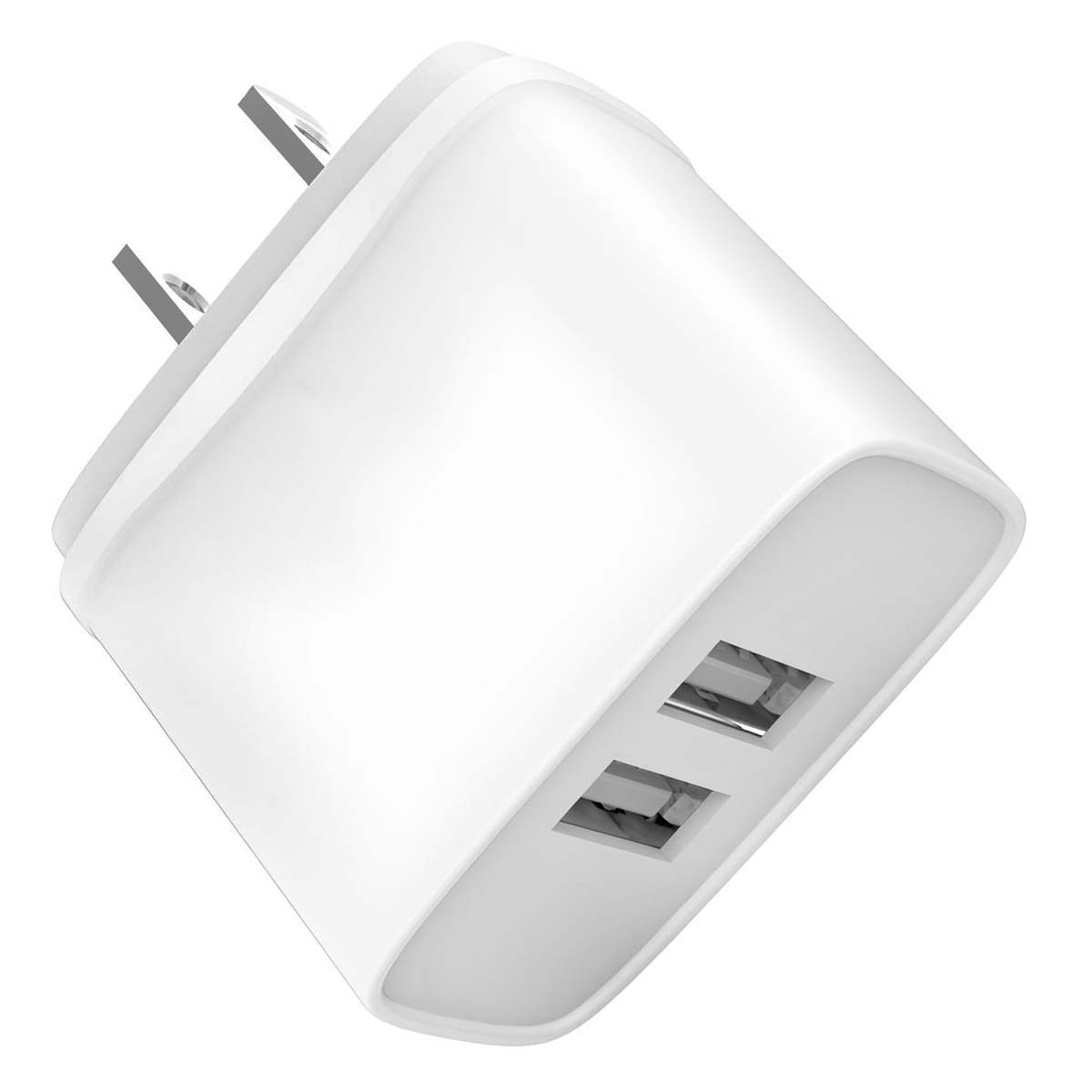 Chargeur double USB-A 12W 2.4A Jaym blanc charge simultanée format US