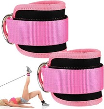 Ankle Straps Cuff Cable Attachment Glute Kickback Workout Leg Extension Gym Pink