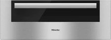 Miele ContourLine ESW6780 30 Inch Warming Drawer: Clean Touch Steel, Black Glass