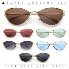 Womens Metal Rim Cat Eye Breezy Casual Fashion Sunglasses