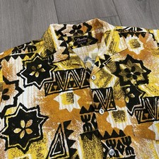 Vtg 50s Paradise Sports Wear Large Floral Hawaiian Shirt Button Down Fiji