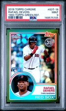 2018 Topps Chrome #83T-18 Rafael Devers 1983 Green Refractor Rookie /99 PSA 9
