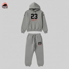 Men's Grey Hoodie Joggers 23 Legend Sweatsuit Streetwear To Match Jordan 4 Bred