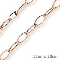 12Mm Phantasie Armband Armkette Aus 585 Gold Rotgold GläNzend 20Cm