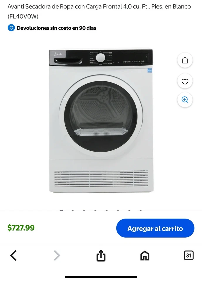 Secadora De Ropa Eléctrica Medida 24 Pulgadas Foto 3 de 3