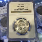 1950 D 50C Silver Franklin Half Dollar NGC MS 63+ FBL