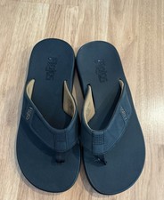 NEW Flojos Men's Memory Foam Flip-Flop Sandals - Black/Brown - Size 9