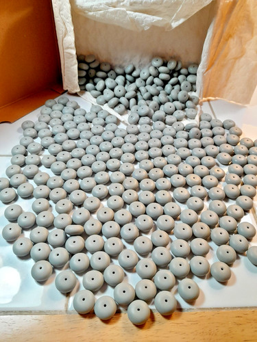 Vintage Cast Glass Beads MATTE GRAY rondelles 300 pieces