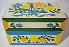 Vintage 1970s Metal Recipe Box Floral Kitschy 70s Syndicate Flowers Groovy