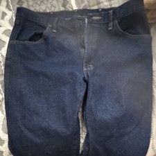 Rustler Men's Dark Blue Denim Straight Cotton Jeans 5-Pocket Button Zip Solid