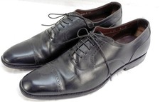 Salvatore Ferragamo Men's 9 D Oxford Black Leather Shoes Lavorazione Originale