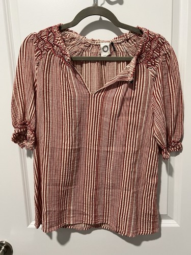 Anthropologie Chloe Striped Top - Red/White - Size Medium