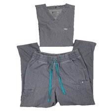 Figs Women  s Scrub Set Graphite Sz Med Petite HW Yola Skinny Pant  2 Pocket Top