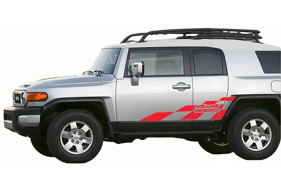Calcomanías gráficas a rayas a cuadros para Toyota FJ Cruiser 4x4 todoterreno laterales Foto 3 de 4