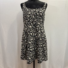 Old Navy Dark Floral Mini Dress Sz Medium Black Coquette Fairy Grunge Y2K Smock