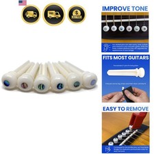 Slotted Pure Bone Bridge Pins with Abalone Dot Inlay for 6 12 String Acoust...