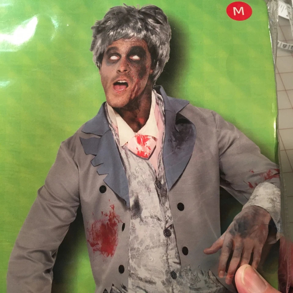 Disfraz Smiffy's Gris Zombie Gent, Pantalones, Chaqueta, Top Simulado, Corbata Mediana Nuevo con Etiquetas Foto 3 de 4