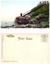 Vintage Postcard Forty Steps Cliff Walk Newport Rhode Island Ocean View
