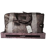 Modella Cosmetic Travel bag, Satin finish Brown & Gold , 3 piece