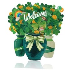 Welcome St. Patrick's Day Tin Sign Retro Metal Wall Decor 10.1" x Shamrock