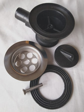 1.5" Bath Waste, Overflow Connection, Stainless Steel & Plastic, 70mm Diameter