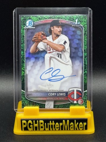 2025 Bowman Cory Lewis /99 Green Grass Refractor Auto  Chrome 1st Twins