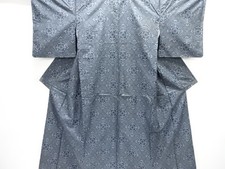 7674664: JAPANESE KIMONO / OSHIMA TSUMUGI / ENSEMBLE / WOVEN FLOWER CREST