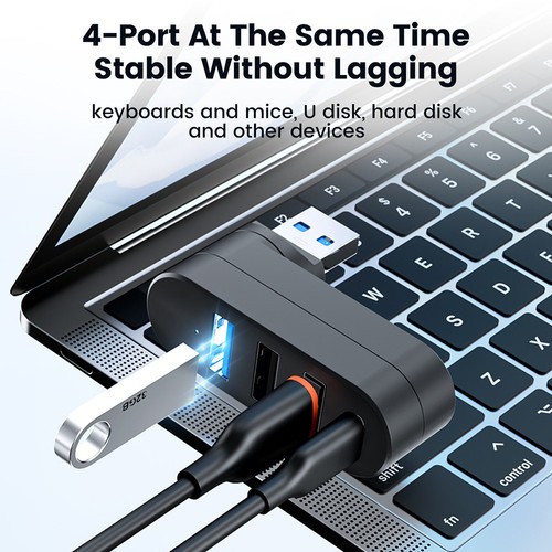 Rotatable USB HUB USB3.0 2.0 Type C HUB USB Splitter 4 Ports Multiple Expanders - Afbeelding 7 van 14