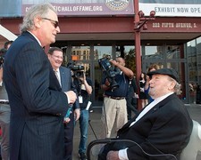 Kyle Young Joe Turner greet Mac Wiseman as he arrives at the 2014 - Old Photo 1