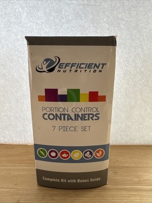 Efficient Nutrition Portion Control Containers ~ 7pc Set with Bonus Guide