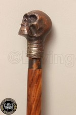 Antique Brass Skull Handle Walking Stick Walking Cane Vintage Cane Designer Gift