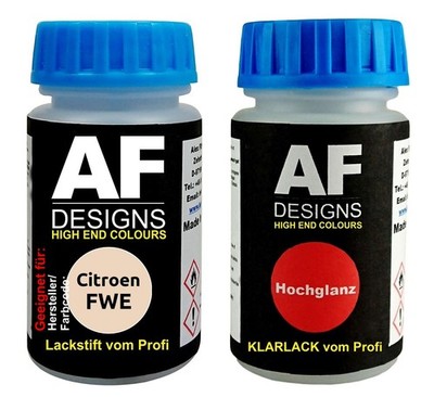Lackstift für Citroen FWE Blanc + Klarlack je 50ml Autolack Basislack SET
