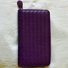 Bottega Veneta Purple Woven Intrecciato Zip-Around Women’s Wallet Zipper