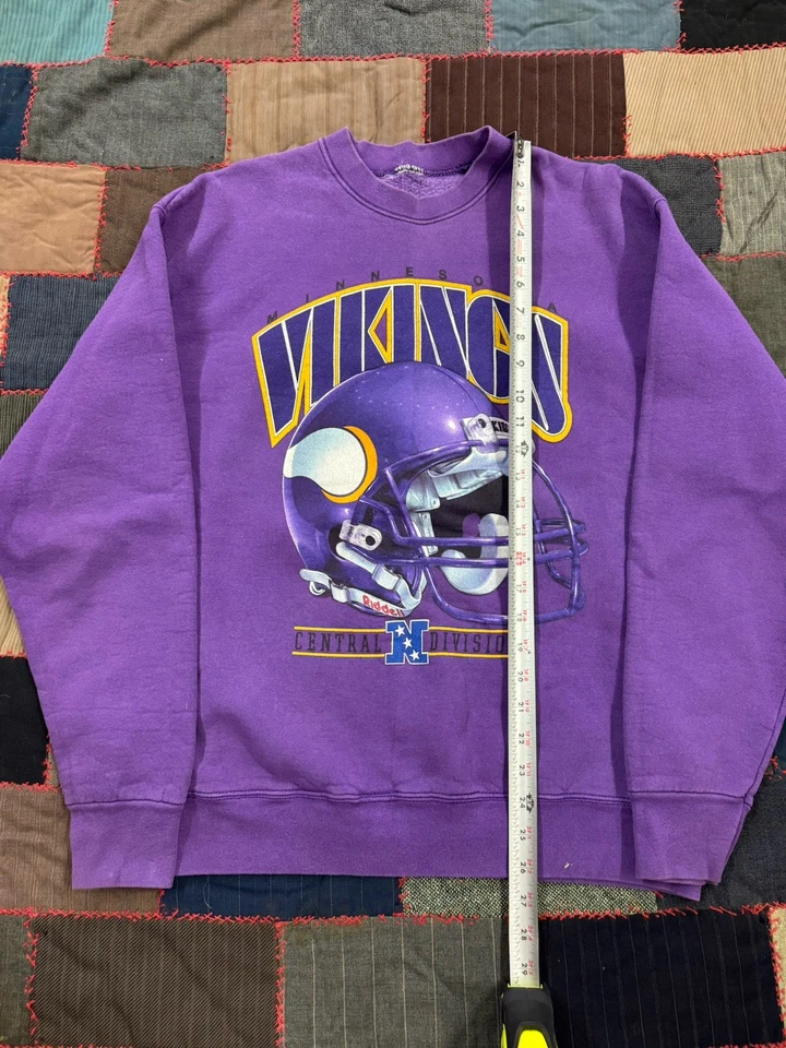 De Colección Años 90 Jugador Profesional Peso Pesado Minnesota Vikings NFL Casco Sudadera Para Hombres Talla M Foto 4 de 4
