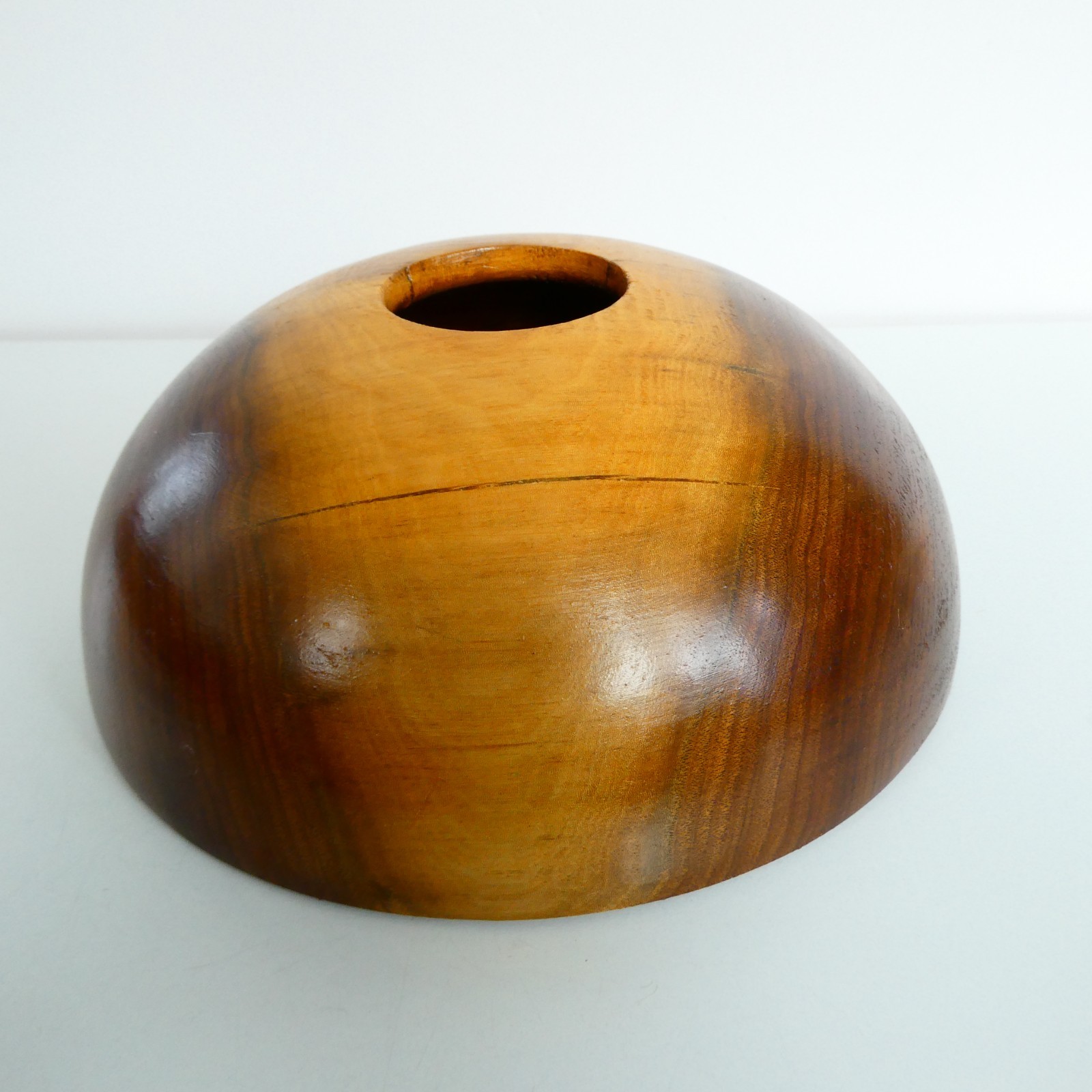 Artisan Hand Turned  Wood Bowl Vase Half Circle Flat Base  9.5x4 inch Handmade