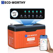 ECO-WORTHY 3840Wh 12V 300AH LiFePO4 Lithium Battery With SOC Display Bluetooth