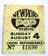 NEWPORT POP FESTIVAL 1968 Sunday August 4 Ticket Stub GRATEFUL DEAD The BYRDS