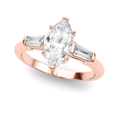 14k Rotgold Diamant Ehering IGI-zertifiziert im Labor gezüchtet 1,50 Ct Marqu...