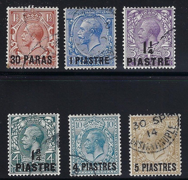 Great Britain Offices in Turkey, 1913-1914, Scott #40-45, Complete Set, Used