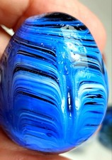Antique German Onionskin Swirl Marble Blue White UV Reactive