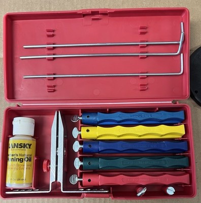 Lansky Sharpeners Manual Knife Sharpening System Kit w/ Stones & Red Case