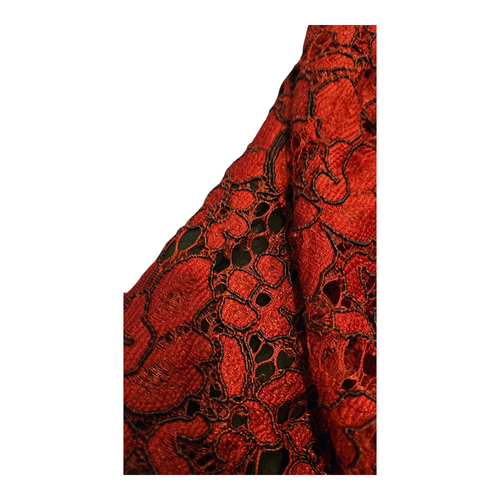 Abito Karl Lagerfeld taglia 10 rosso e nero pizzo floreale senza maniche chiusura zip - Foto 3 di 10