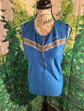 Zoot Large Blue Gray Sleeveless Women Cycling Jersey Shirt Pullover Zip
