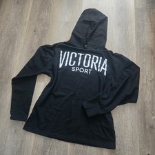 EUC Victoria s Secret Sport Black Hoodie Sweatshirt Size S Small