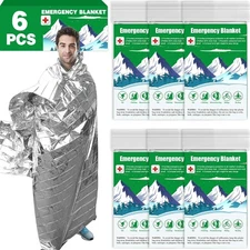 CXYARY 6 Pack Emergency Mylar Thermal Blanket, 84” x 84" x 52", Silver-6 Pcs 