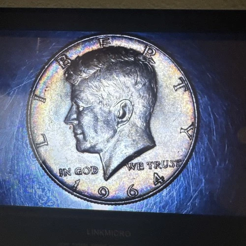 1964 Kennedy Half Dollar Unc Beautiful Toning