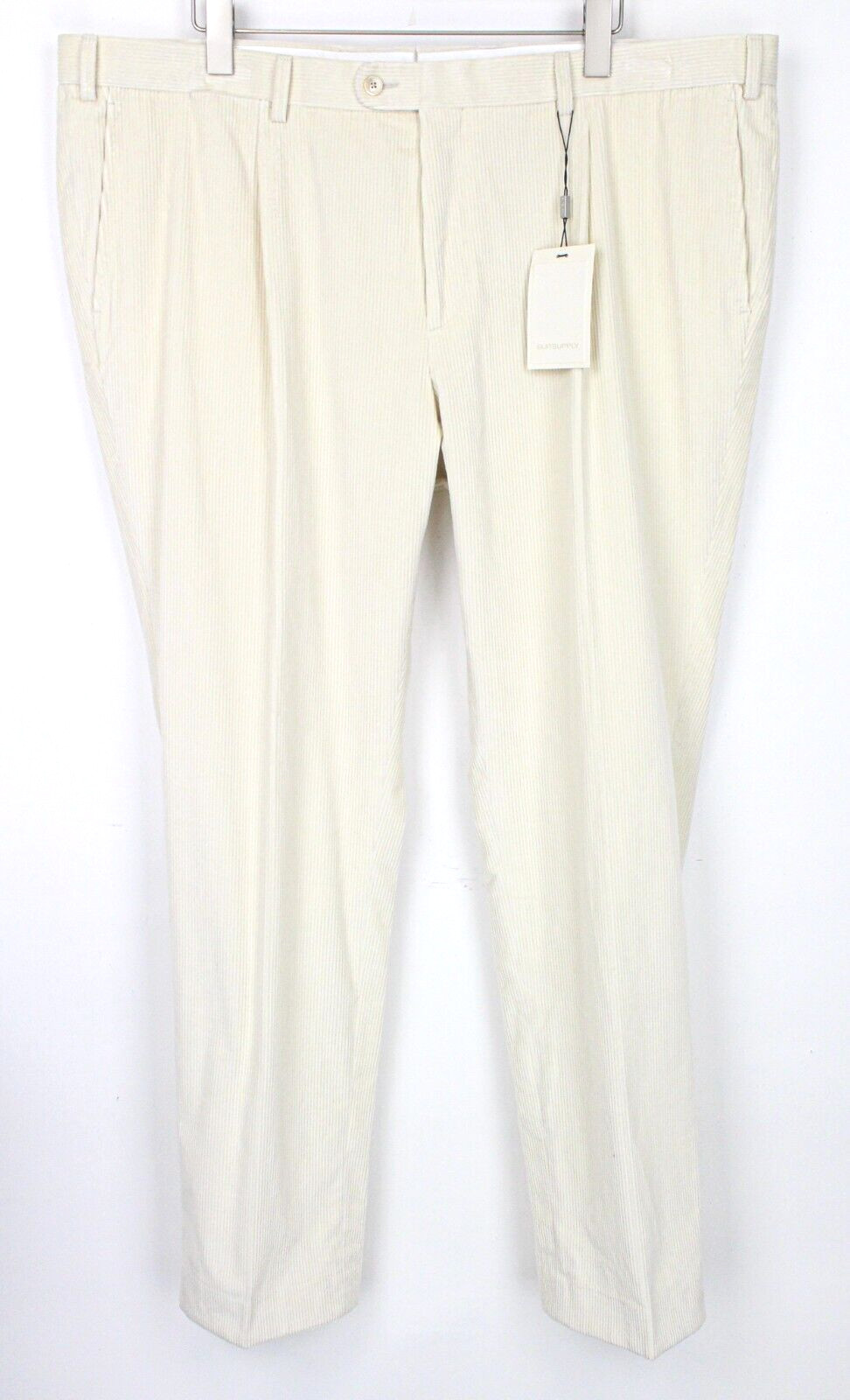 Suitsupply Pantalones Para Hombre UK44S Beige De Algodón Con Pliegues Delanteros