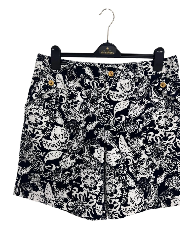 Lauren Ralph Lauren 女式海军蓝和白色佩斯利短裤 14 码 — 第 2/4 张图片